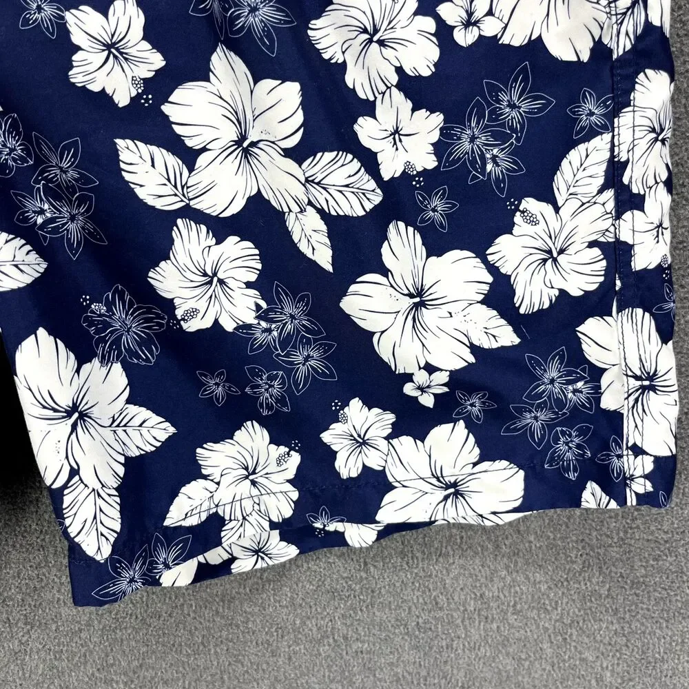 Amazon Essentials Board Swim Shorts Mens XXL Blue‎ White Floral Tropical Print